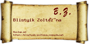 Blistyik Zoltána névjegykártya